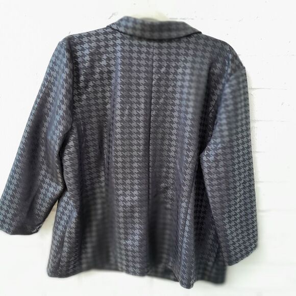 LAST CHANCE-NYC Single Button PLAID Houndstooth Career Jacket sz: XL - Picture 2 of 7